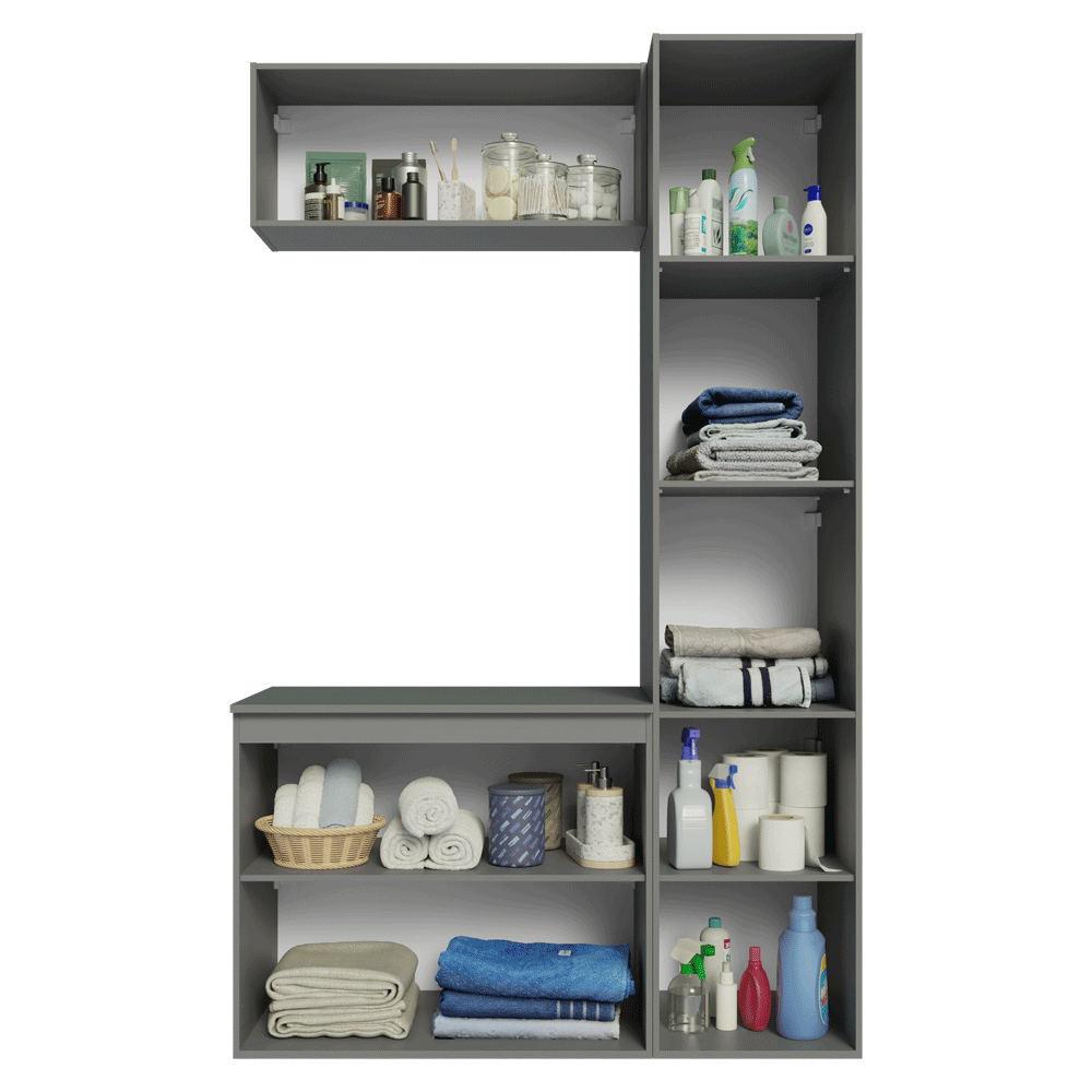 Gabinete para Bãno 120 cm 5 Puertas Sin Patas Nice Gris 02