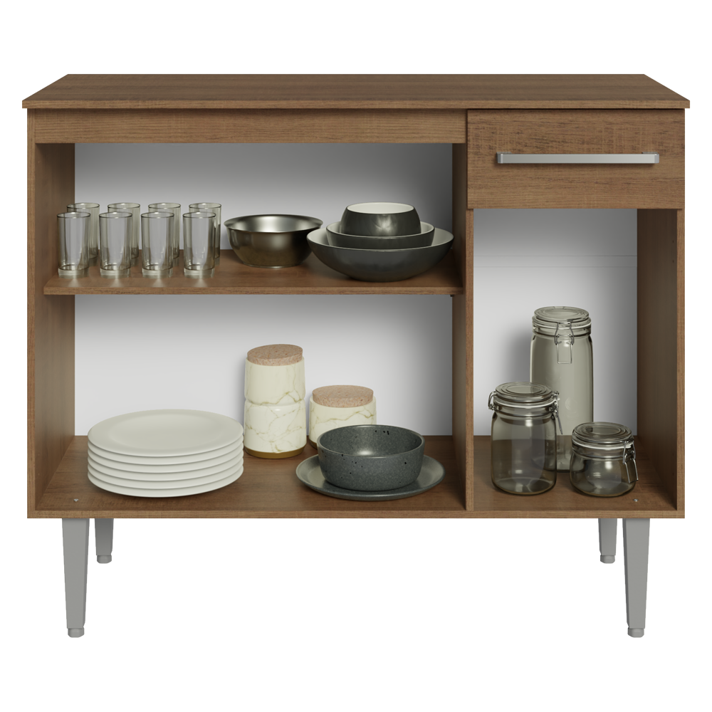 Credenza Bufetera 105cm 3 Puertas 1 Cajón Marrón