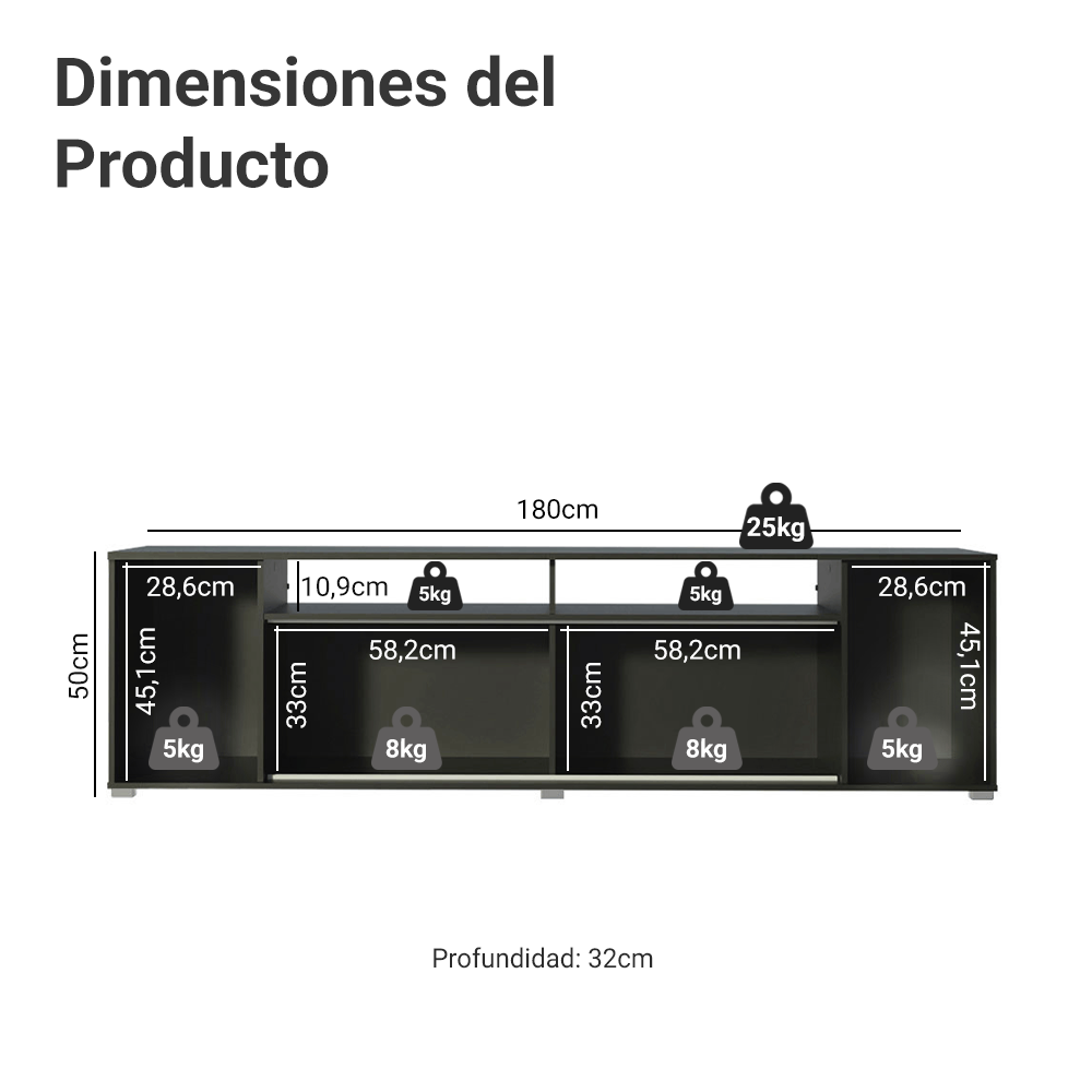 Mueble para TV de hasta 65 Pulgadas Cancún Negro