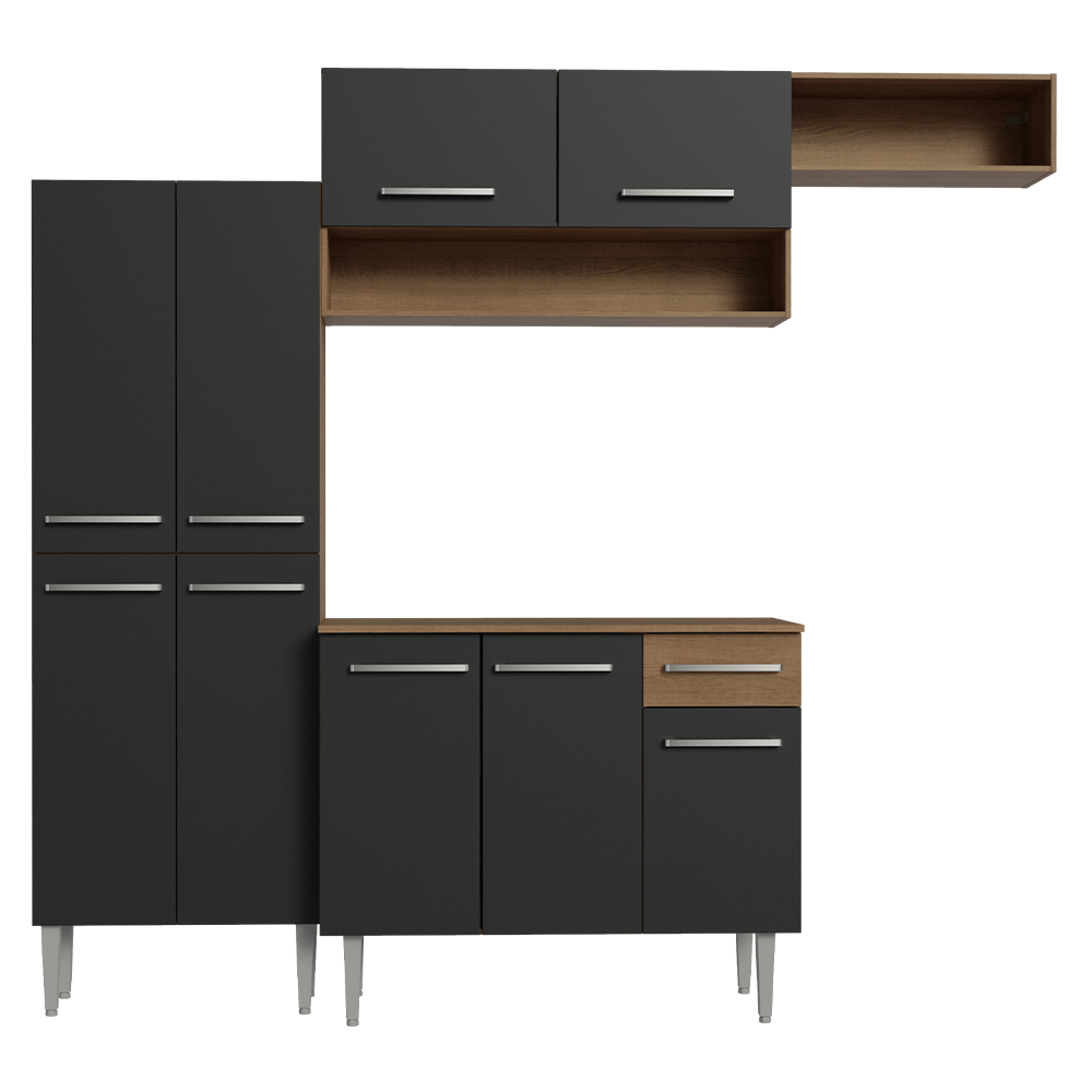 Cocina Integral 229cm Marrón/Negro Emilly Madesa 18