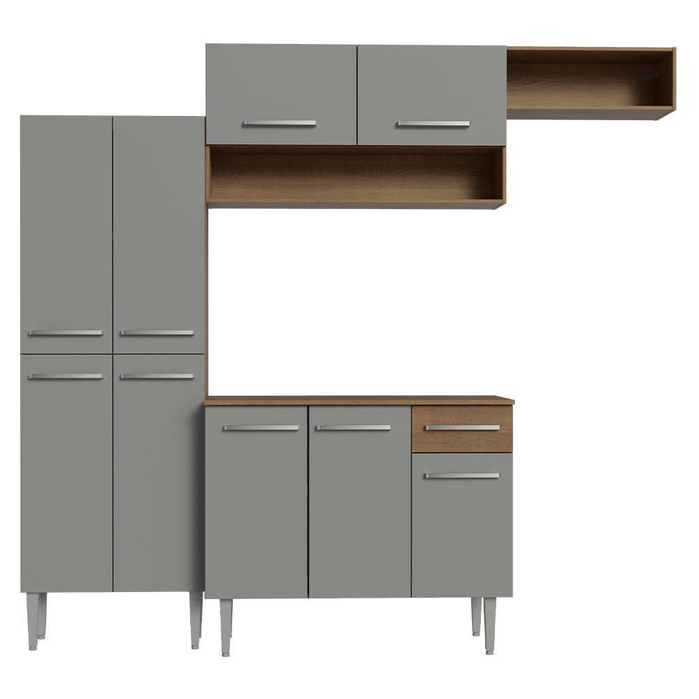 Cocina Integral 229cm Marrón/Gris Emilly Madesa 18