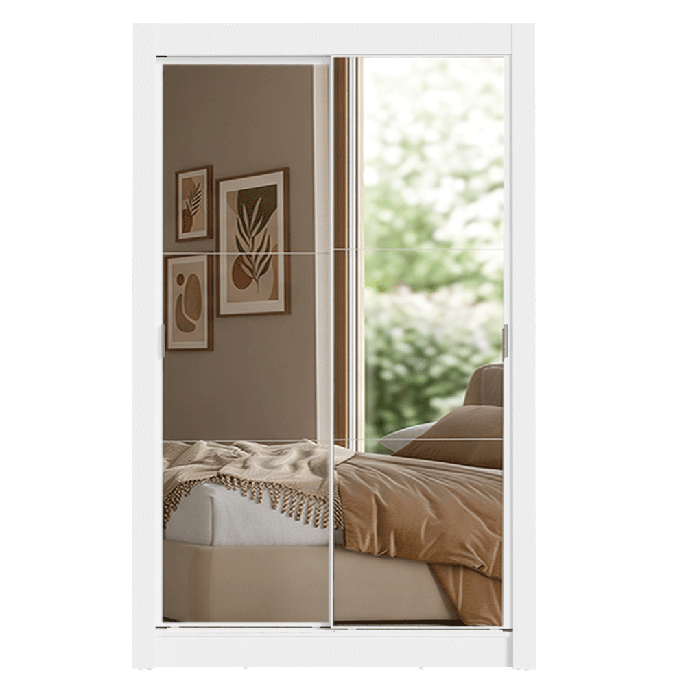 Conjunto de Recámara Individual con Clóset 2 Puertas con Espejos y Cómoda Blanco Madesa