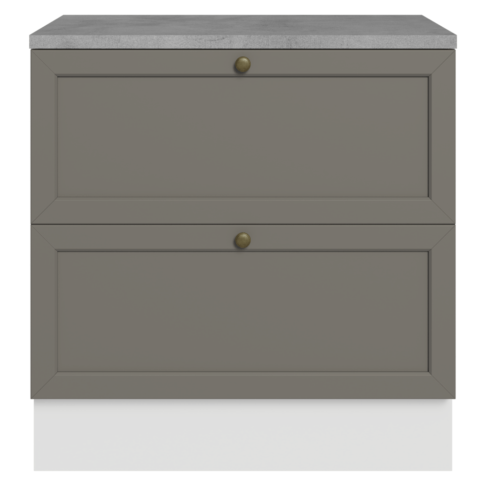 Gabinete Bajo de Cocina 80 x 60 cm 2 Cajones (Con Encimera) Blanco/Gris Vik Madesa