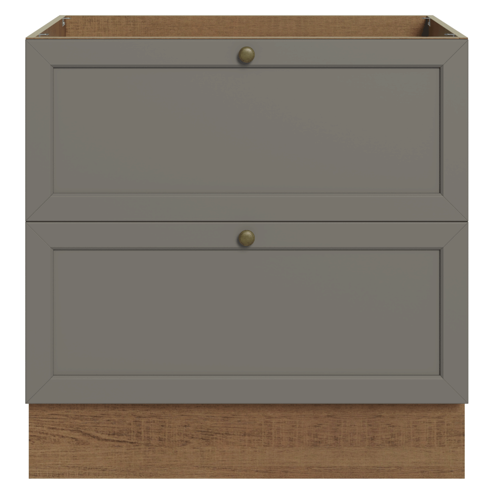 Gabinete Bajo de Cocina 80 x 60 cm 2 Cajones (Sin encimera) Marrón/Gris Vik Madesa