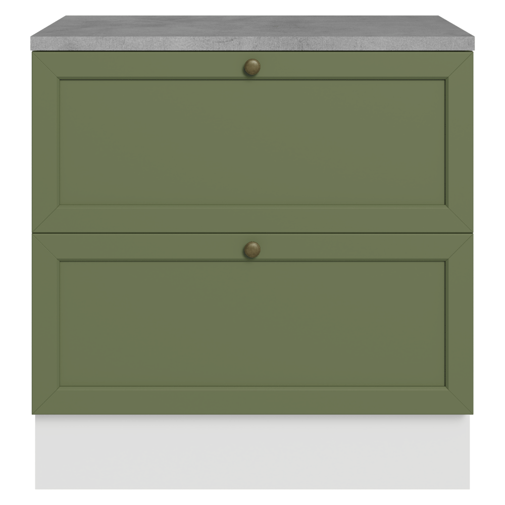 Gabinete Bajo de Cocina 80 x 60 cm 2 Cajones (Con Encimera) Blanco/Verde Vik Madesa