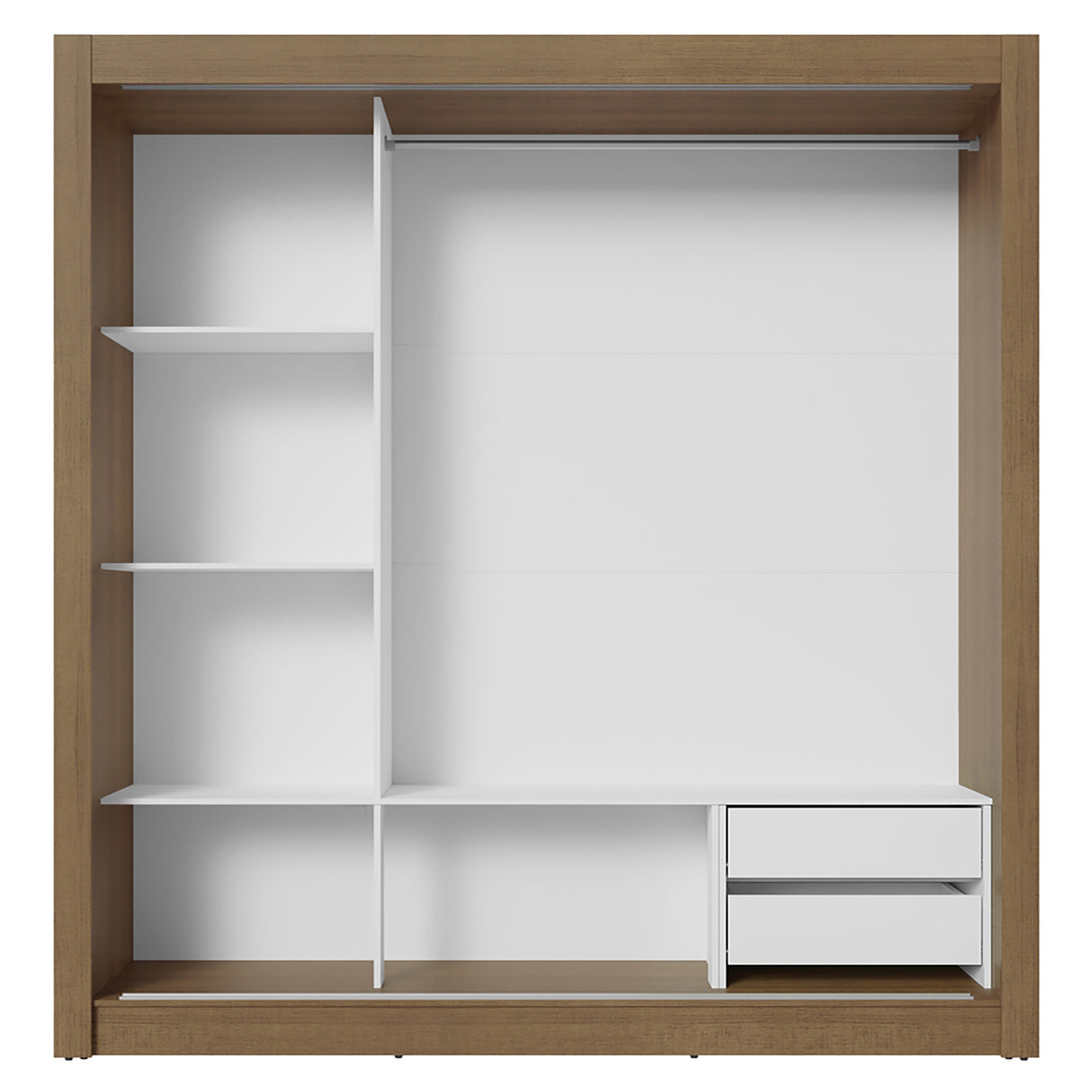 Clóset Matrimonial 3 Puertas Corredizas con Espejos 2 Cajones Marrón/Blanco Sublime