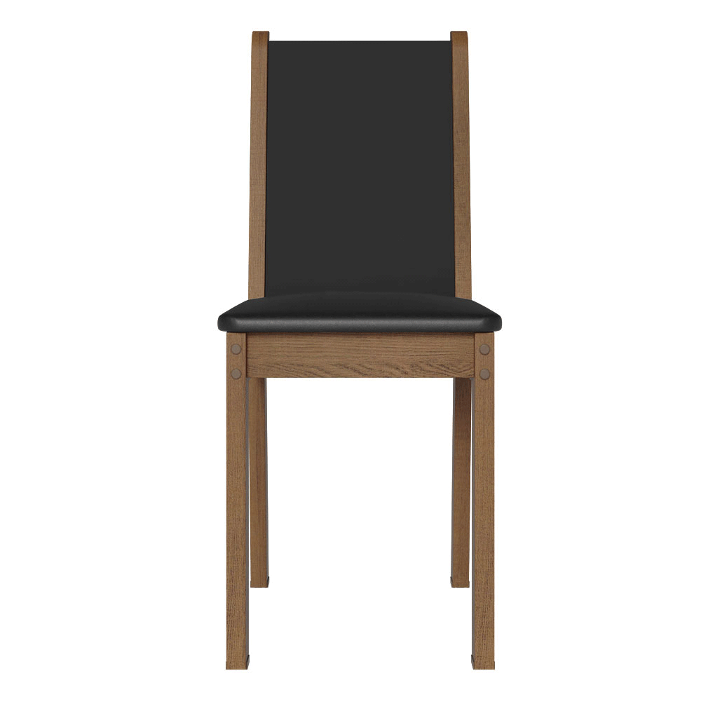 Juego de Comedor Mesa con Encimera de Vidrio 4 Sillas Negro/Marrón Martina