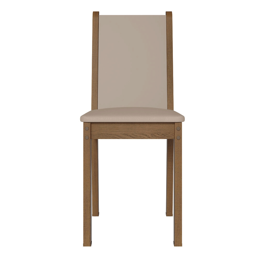 Juego de Comedor Mesa con Encimera de Vidrio 4 Sillas Marrón/Crema/Sintético Beige Martina