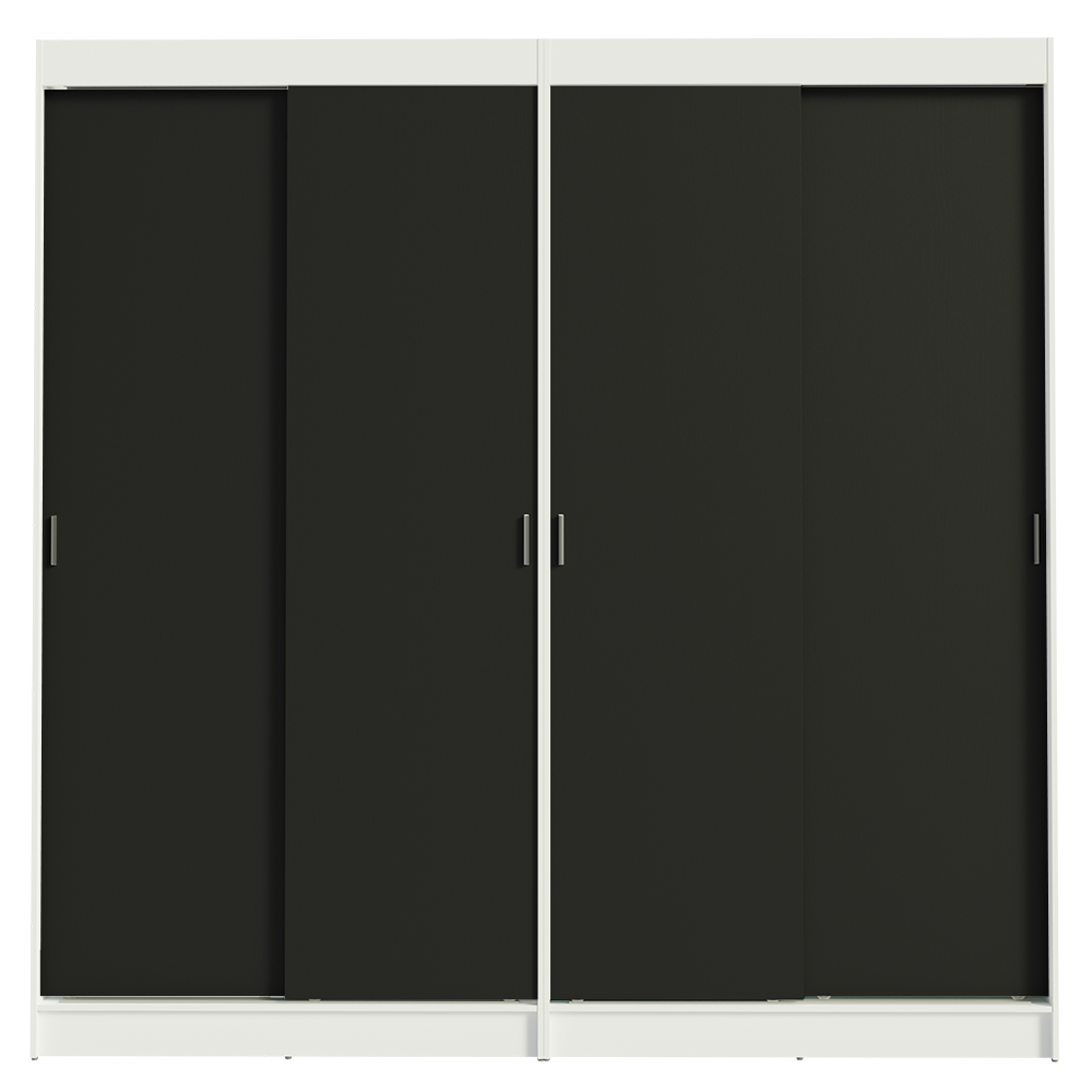 Conjunto de 2 Clósets 4 Puertas Corredizas Blanco/Negro Tokio Madesa