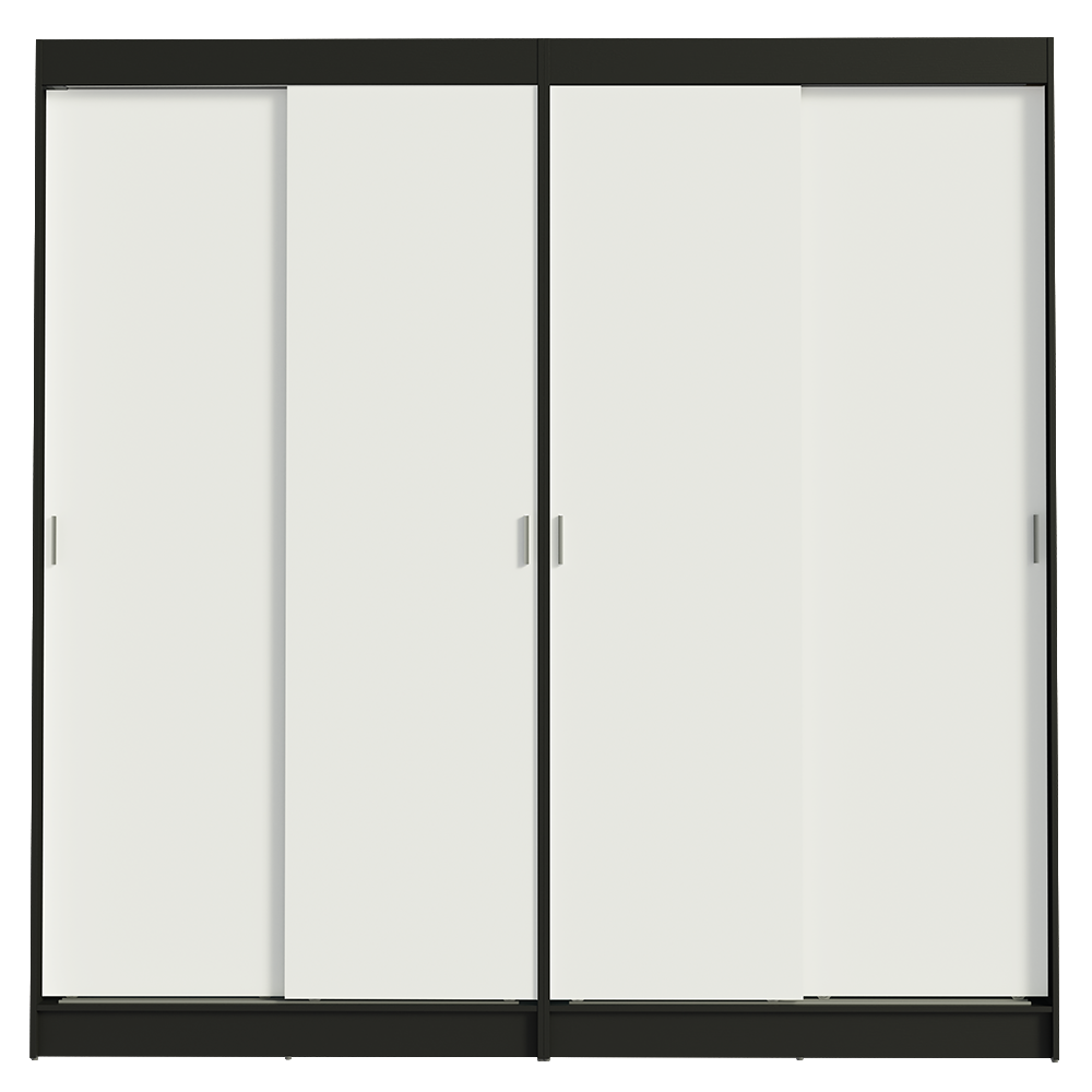 Conjunto de 2 Clósets 4 Puertas Corredizas Negro/Blanco Tokio Madesa