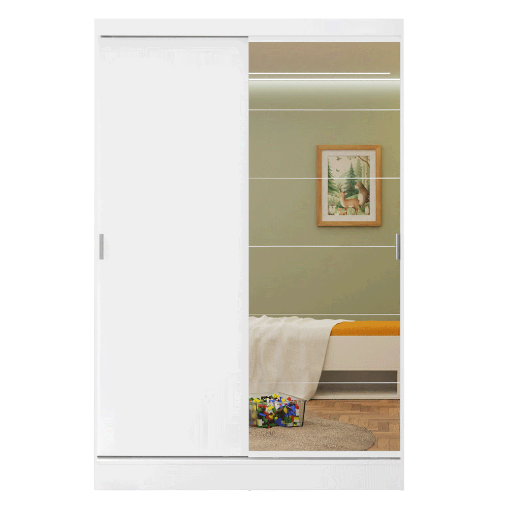 Recámara Infantil Clóset 119cm 2 Puertas 2 Cajones con Espejo y Cómoda Blanco