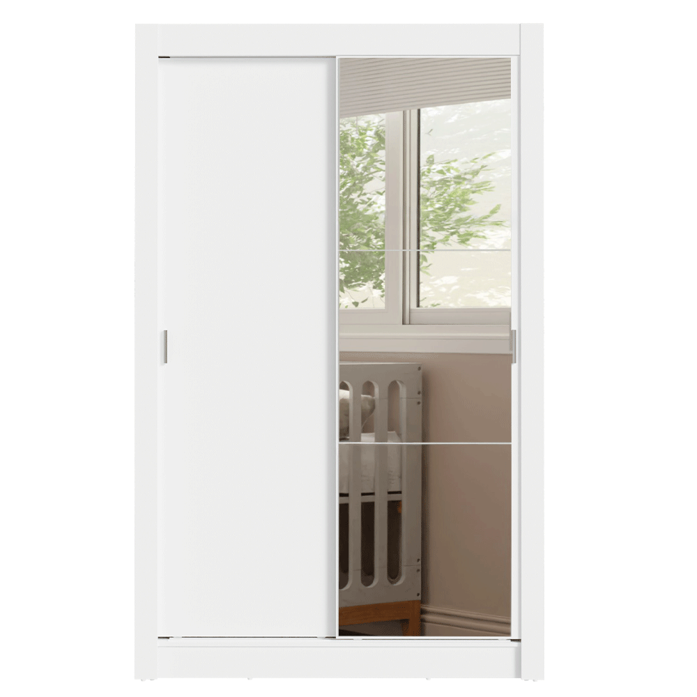 Recámara Infantil Clóset 117cm 2 Puertas con Espejo y Cómoda Blanco