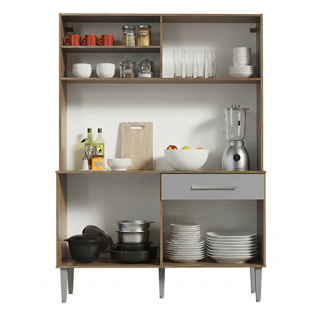 Cocina Integral 120cm Marrón/Gris Life