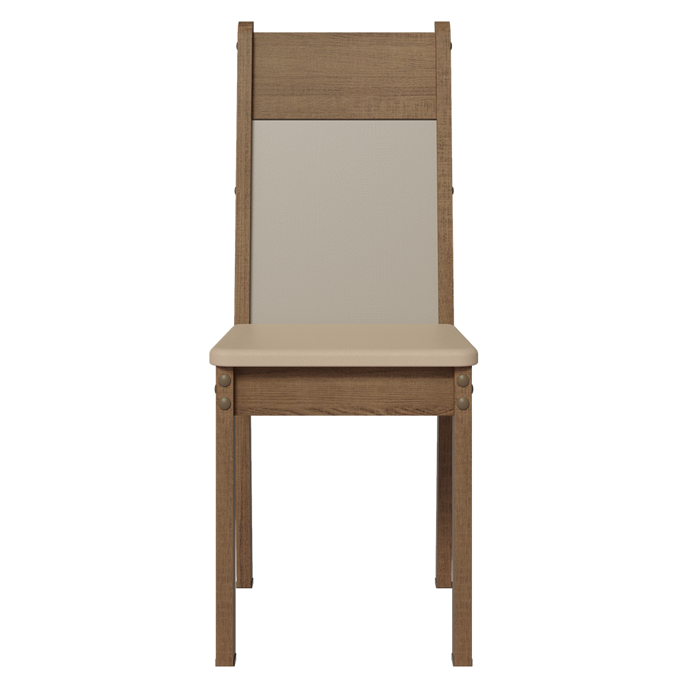 Juego de Comedor Mesa de Madera + 8 Sillas Color Marrón/Crema Tapizadas en Tela Sintética Beige Madesa Panamá