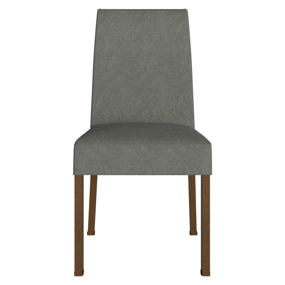 Juego de Comedor Mesa con Encimera de Madera y 6 Sillas Marrón/Silver Renata