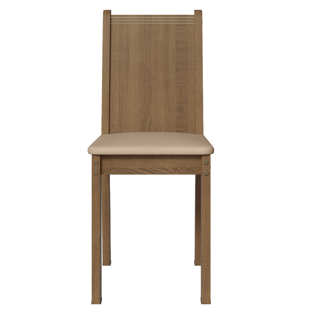 Juego de Comedor con Mesa de Madera y 8 Sillas Marrón con Tapizado Sintético Beige Madesa Clarice