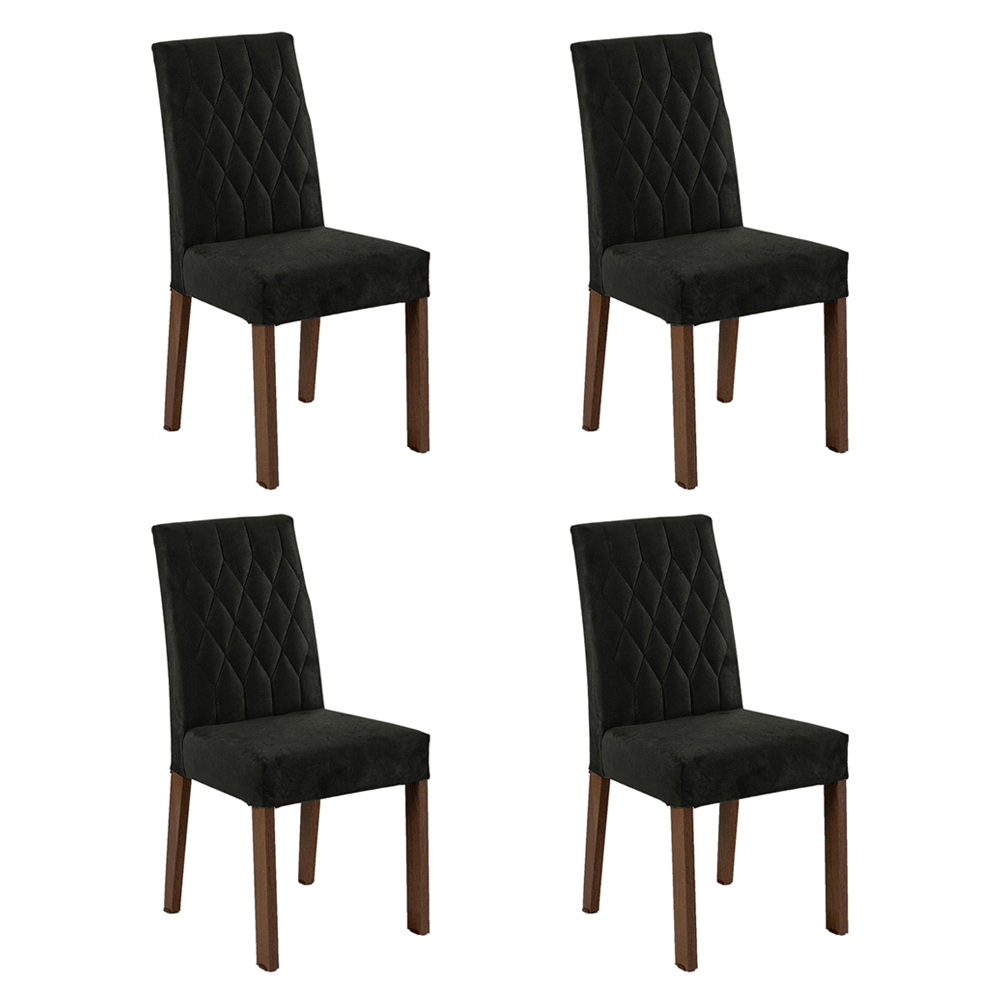 Juego de Comedor Mesa con Encimera de Vidrio 4 Sillas Marrón/Negro/Oxford Reale