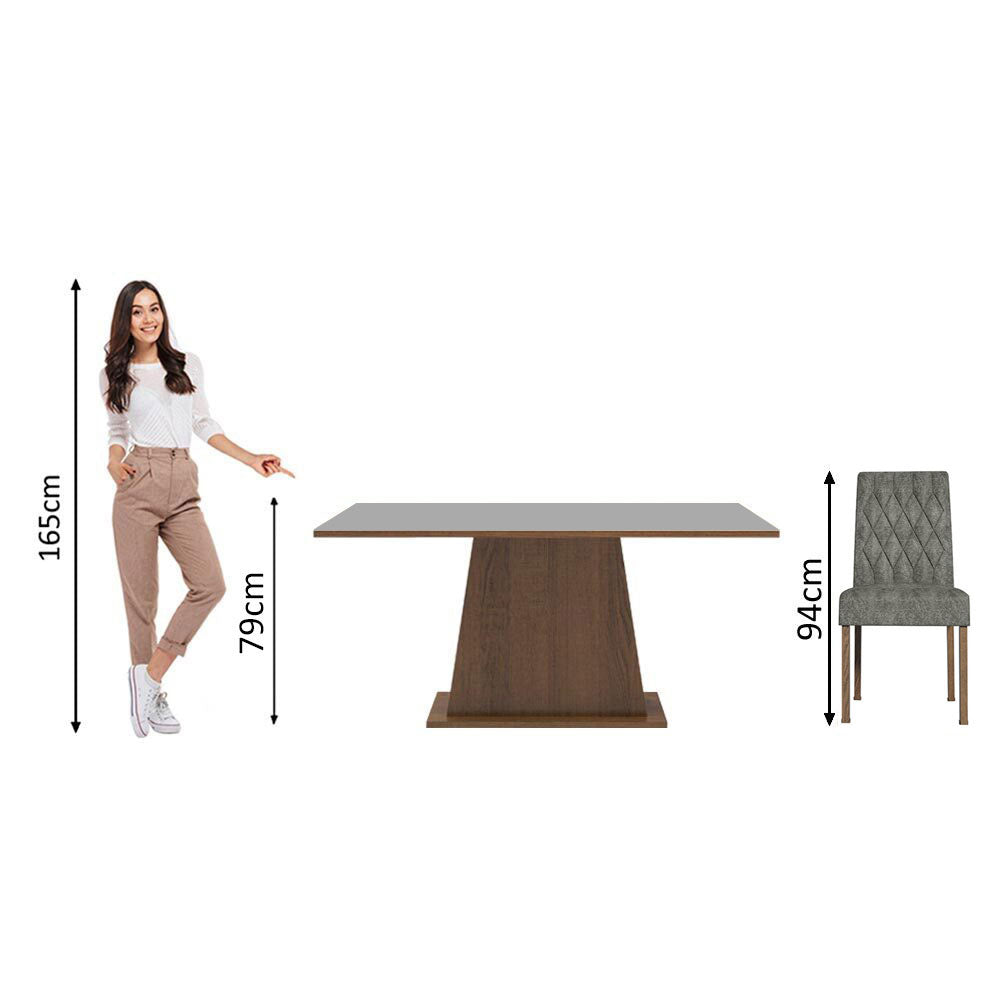 Juego de Comedor Mesa con Encimera de Madera 6 Sillas Marrón/Gris/Silver Britney