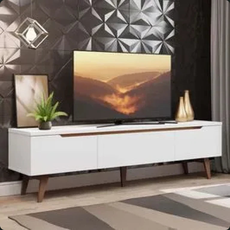 Paneles de TV, centros de entretenimiento y mesas para una sala más moderna.