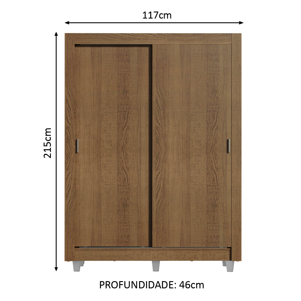 Clóset Soltero Dallas Plus 2 Puertas Corredizas 4 Cajones con Patas Marrón