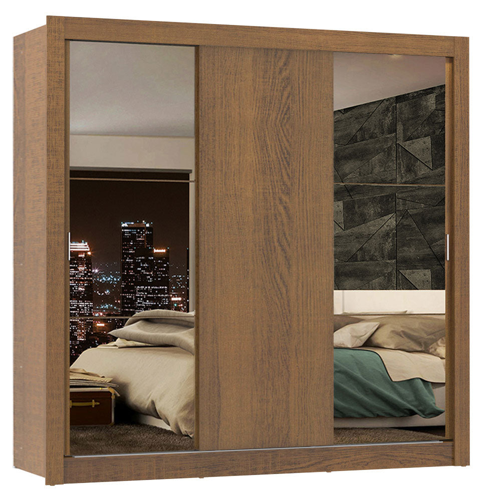 Clóset Matrimonial Lyon Plus 3 Puertas Correderas con Espejos 4 Cajones Marrón
