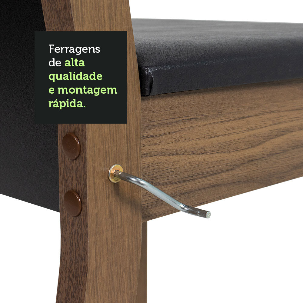 Juego de Comedor Sheila Mesa con Encimera y 4 Sillas Marrón/Negro