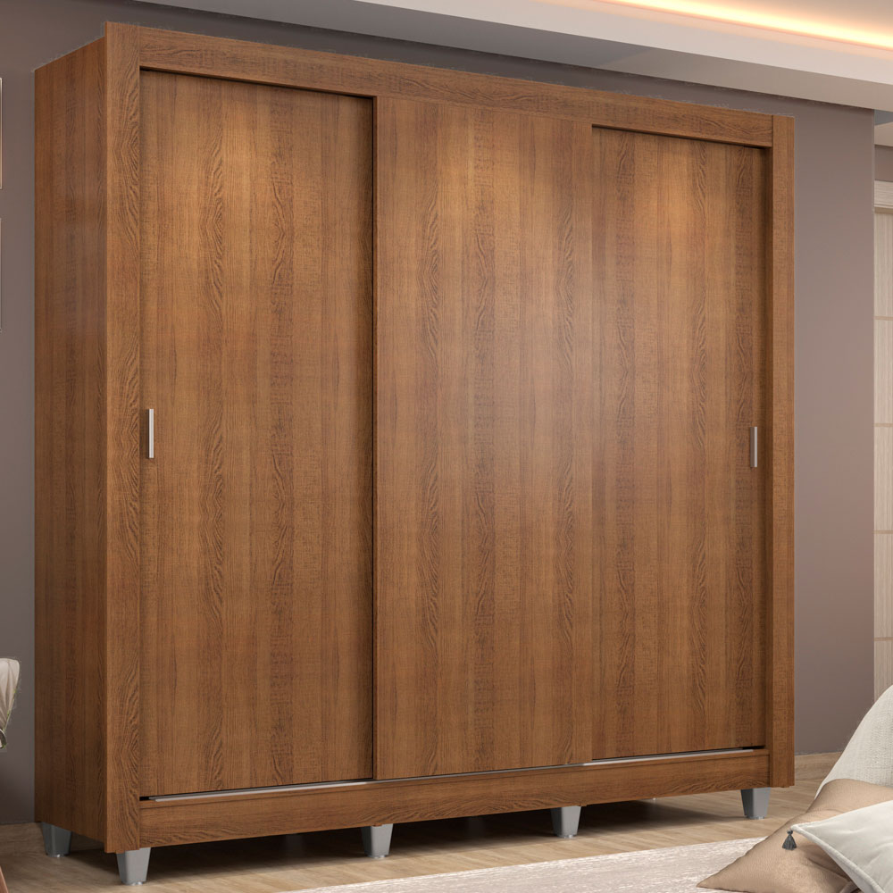 Clóset Matrimonial Lyon 3 Puertas Correderas 2 Cajones con Patas Marrón