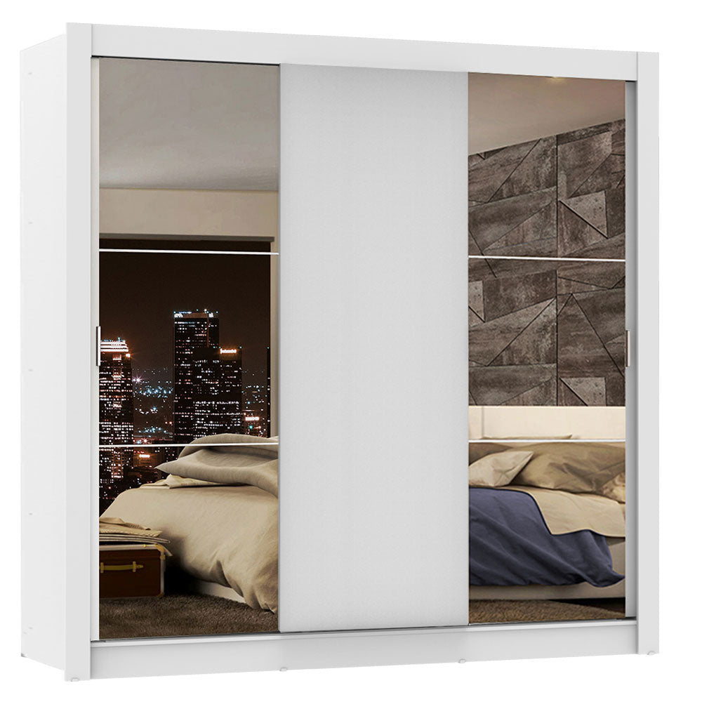 Clóset Matrimonial Lyon Plus 3 Puertas Correderas con Espejos 4 Cajones Blanco