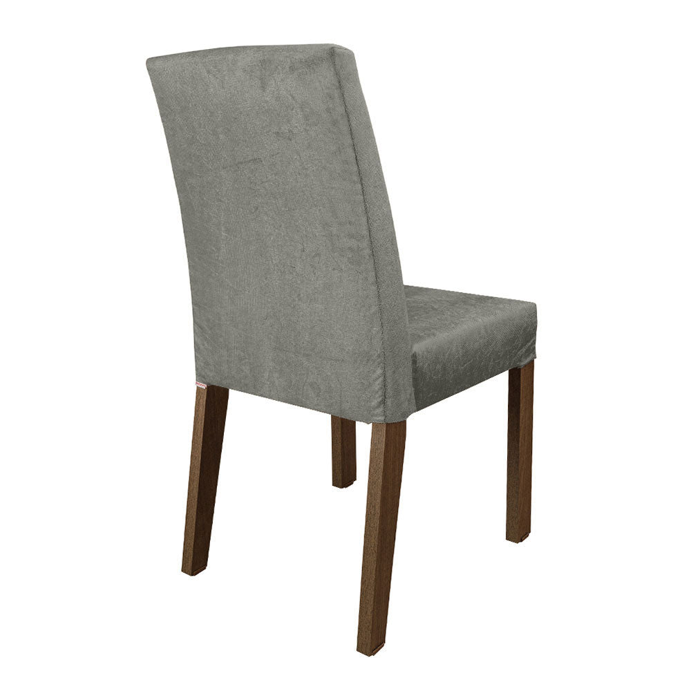Juego de Comedor Mesa con Encimera de Madera y 4 Sillas Marrón/Silver Keila