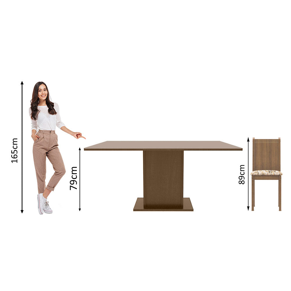 Juego de Comedor Megan Mesa con Encimera y 6 Sillas Marrón/Lírio Beige