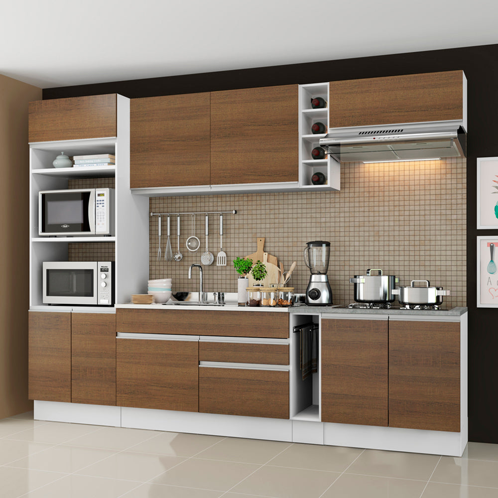 Cocina Integral 290 cm Blanco/Marrón Vicenza