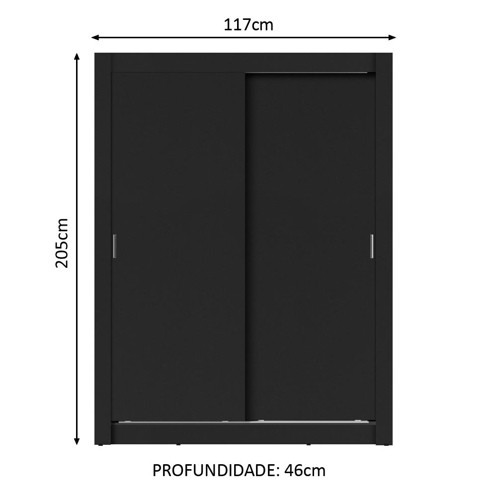 Clóset Soltero Dallas Plus 2 Puertas Correderas 4 Cajones Negro