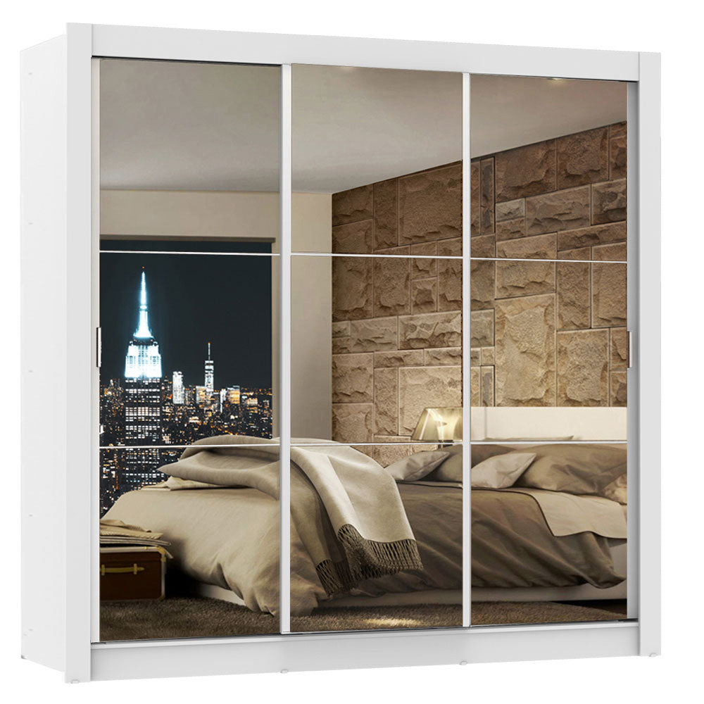 Clóset Matrimonial Lyon 3 Puertas Correderas con Espejo 2 Cajones Blanco