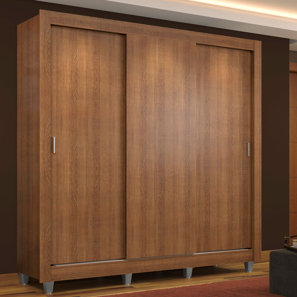 Clóset Matrimonial Mónaco 3 Puertas Correderas con Patas Marrón