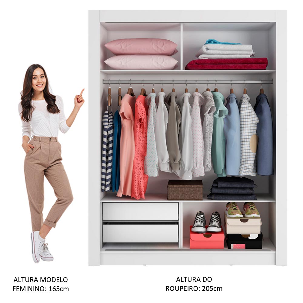 Clóset Soltero Dallas 2 Puertas Correderas 2 Cajones Blanco/Negro