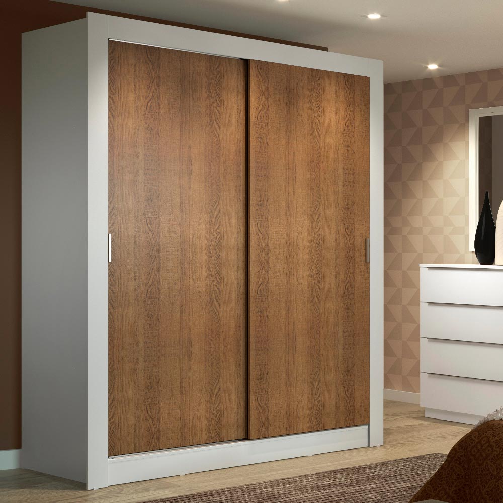 Clóset Soltero Dallas 2 Puertas Corredizas 2 Cajones Blanco/Marrón