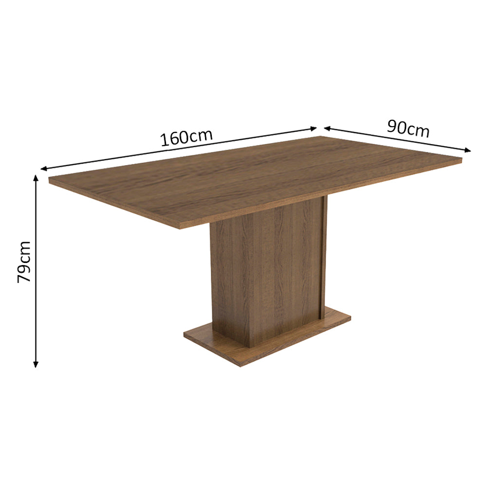 Juego de Comedor Megan Mesa con Encimera y 6 Sillas Marrón/Sintético Beige