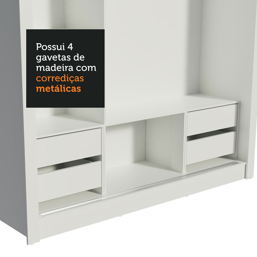 Clóset Matrimonial Lyon Plus 3 Puertas Correderas 4 Cajones Blanco/Negro