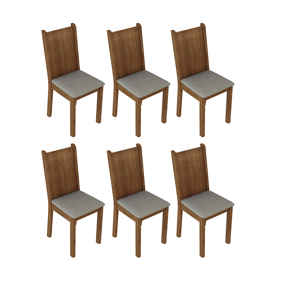 Juego de 6 Sillas 4290 Marrón/Sintético Beige