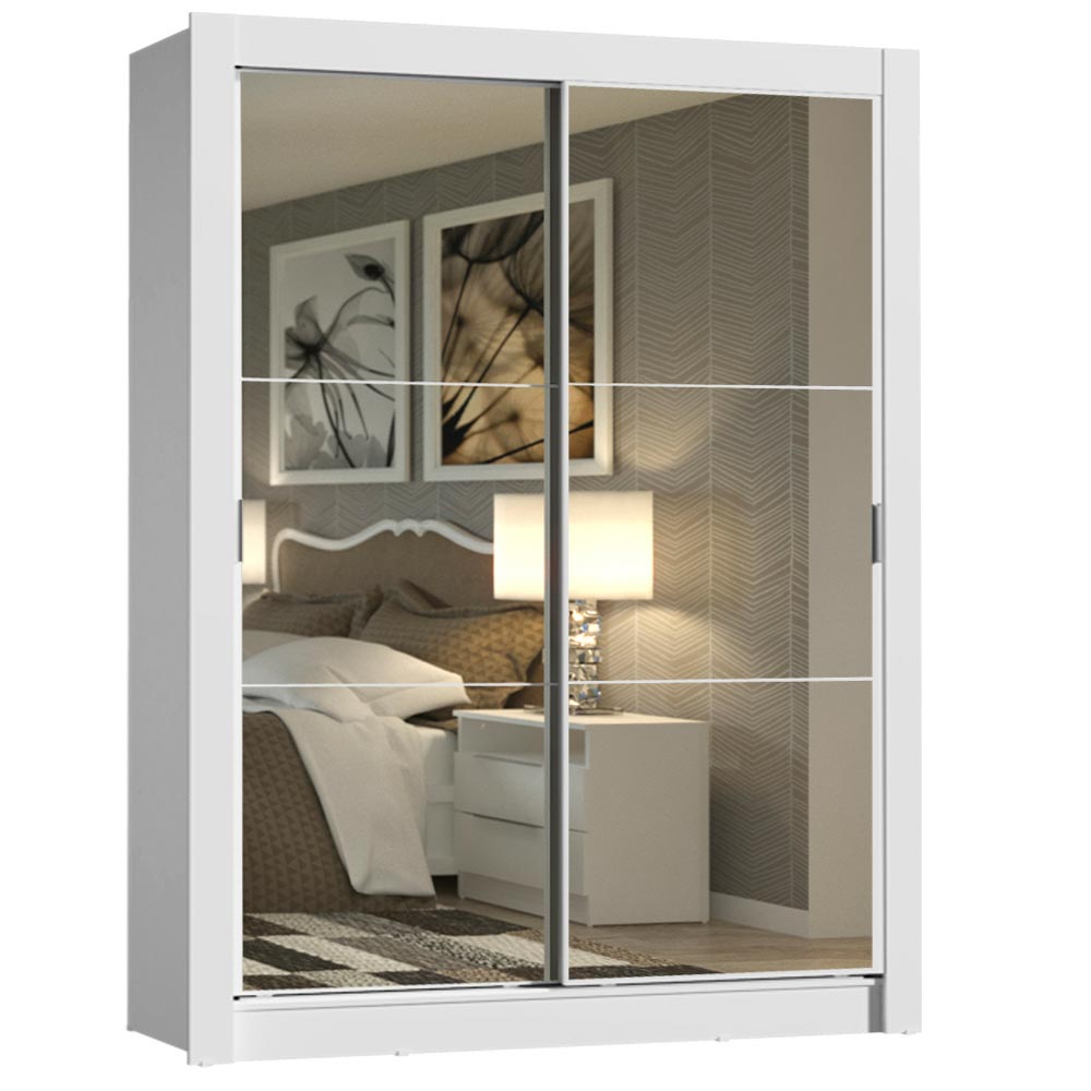 Clóset Soltero Dallas 2 Puertas Correderas con Espejo 2 Cajones Blanco