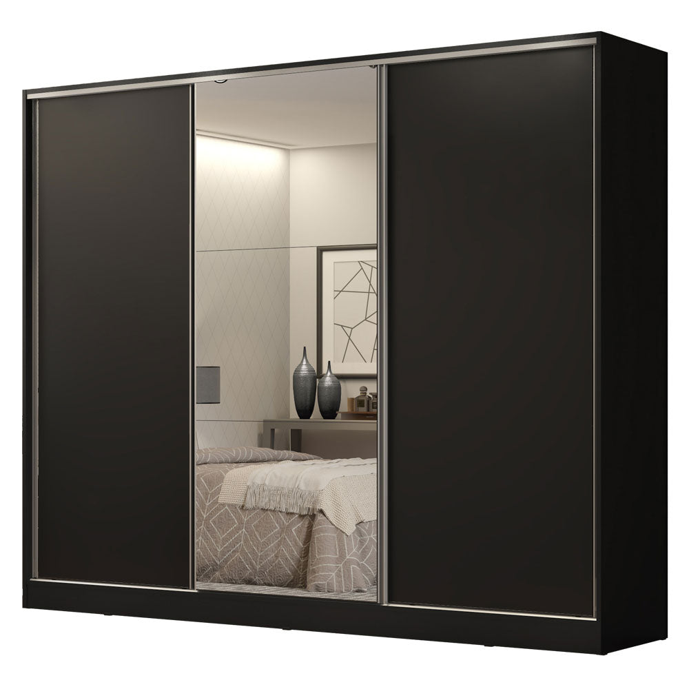 Clóset Matrimonial 100% MDF Royale 3 Puertas Corredizas con Espejo Negro