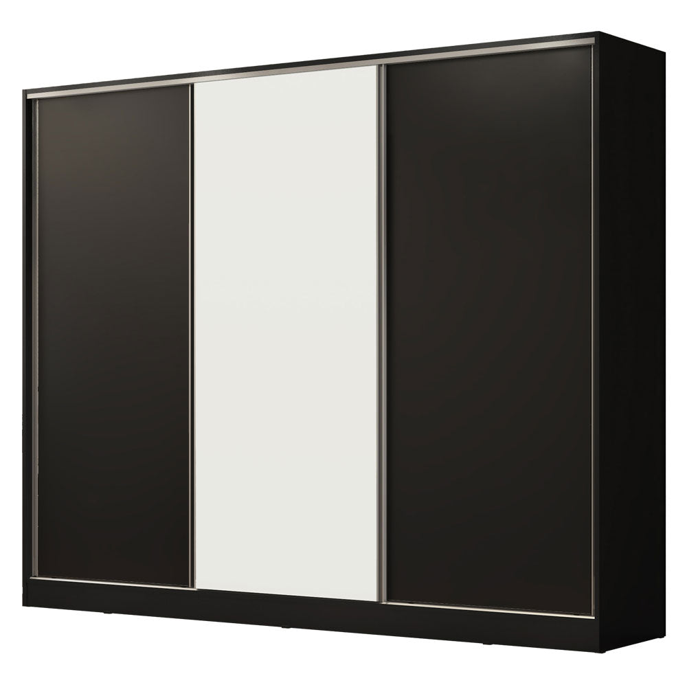 Clóset Matrimonial 100% MDF Royale 3 Puertas Corredizas Negro/Negro/Blanco