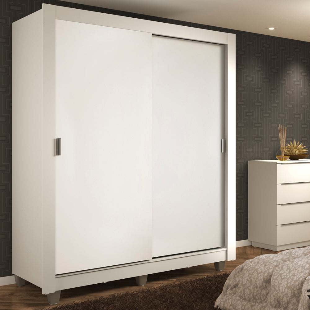 Clóset Soltero Dallas 2 Puertas Correderas 2 Cajones con Patas Blanco