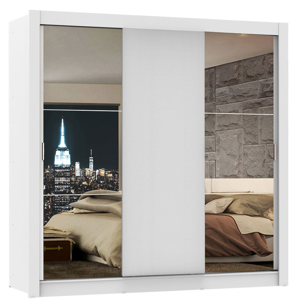 Clóset Matrimonial Lyon 3 Puertas Correderas con Espejos 2 Cajones Blanco