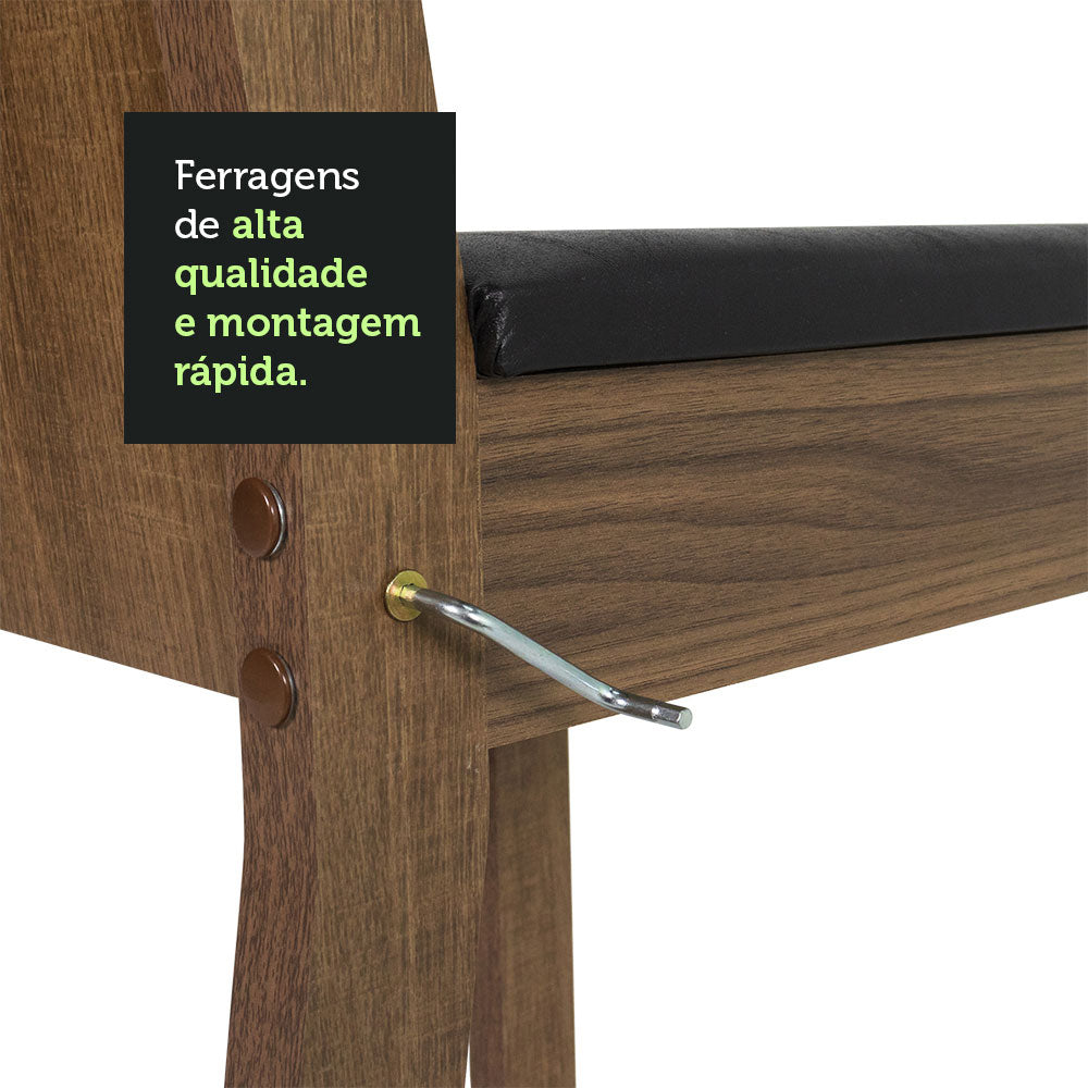 Juego de Comedor Mesa con Encimera de Vidrio 4 Sillas Marrón/Negro Maya