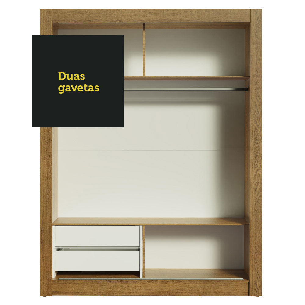 Clóset Soltero Dallas 2 Puertas Corredizas 2 Cajones Marrón/Negro