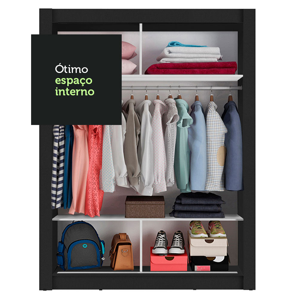 Clóset Soltero Denver 2 Puertas Corredizas Negro/Marrón