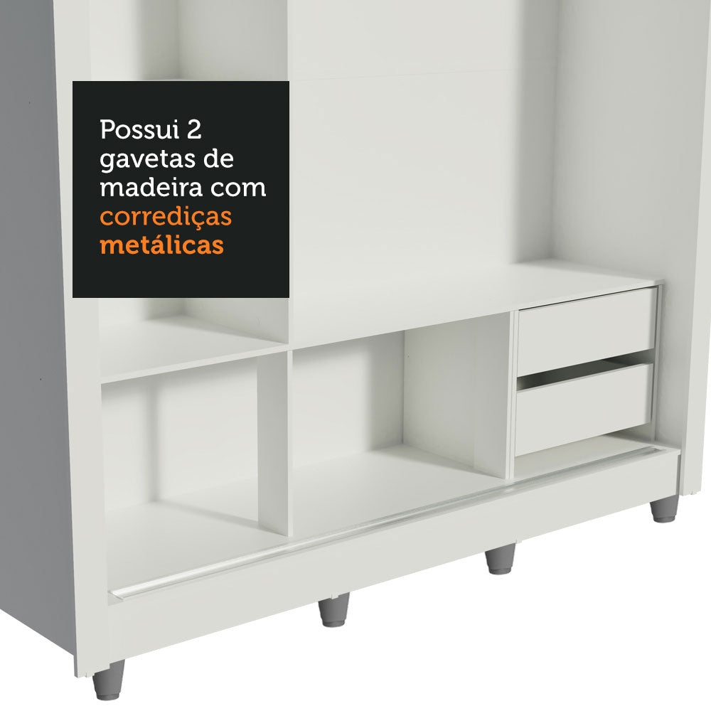 Clóset Matrimonial Lyon 3 Puertas Correderas 2 Cajones con Patas Blanco/Marrón