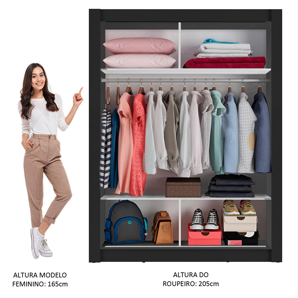 Clóset Soltero Denver 2 Puertas Corredizas Negro/Marrón