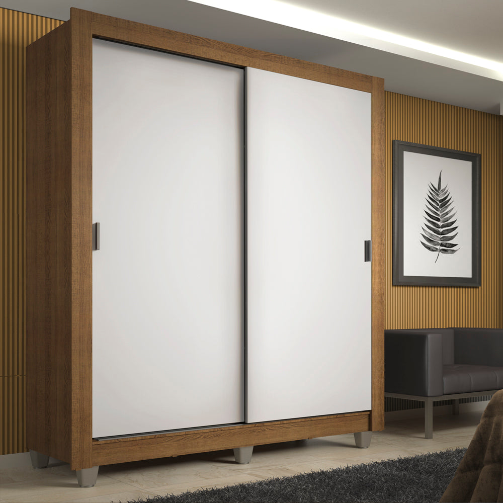 Clóset Soltero Denver 2 Puertas Corredizas con Patas Marrón/Blanco